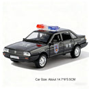 1:32 Miniature Pickup Santana Police Car Toy Models Alloy Diecast Doors Opened Pull Back Sound Light Children Interactive Toys