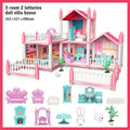 3D DIY Dream Princess Castle Villa Assembly Doll House Set Toy Girl Family Toy Children's Music Doll House Assembly Villa House