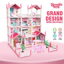 3D DIY Dream Princess Castle Villa Assembly Doll House Set Toy Girl Family Toy Children's Music Doll House Assembly Villa House