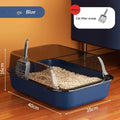 Easy Clean Cat Toilet Box with Scoop Semi Enclosed High Fence Open Top Kitty Litter Tray Durable Spacious Sandbox Pet Accessory