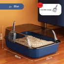 Easy Clean Cat Toilet Box with Scoop Semi Enclosed High Fence Open Top Kitty Litter Tray Durable Spacious Sandbox Pet Accessory