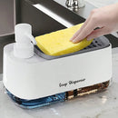 Dual Soap Dispenser with Sponge Holder Manual Press Soap Box Hand and Dish Soap Dispenser for Kitchen Sink Detergent Dispenser