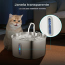 Fonte de Água Automática ZYFeeder 2,2L em Aço Inoxidável para Cães e Gatos – Design Quadrado com Janela
