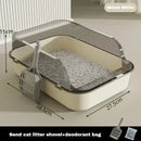 Easy Clean Cat Toilet Box with Scoop Semi Enclosed High Fence Open Top Kitty Litter Tray Durable Spacious Sandbox Pet Accessory