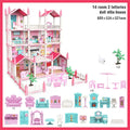 3D DIY Dream Princess Castle Villa Assembly Doll House Set Toy Girl Family Toy Children's Music Doll House Assembly Villa House