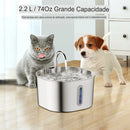 Fonte de Água Automática ZYFeeder 2,2L em Aço Inoxidável para Cães e Gatos – Design Quadrado com Janela