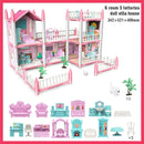 3D DIY Dream Princess Castle Villa Assembly Doll House Set Toy Girl Family Toy Children's Music Doll House Assembly Villa House