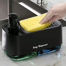 Dual Soap Dispenser with Sponge Holder Manual Press Soap Box Hand and Dish Soap Dispenser for Kitchen Sink Detergent Dispenser