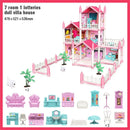 3D DIY Dream Princess Castle Villa Assembly Doll House Set Toy Girl Family Toy Children's Music Doll House Assembly Villa House