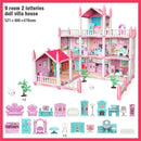 3D DIY Dream Princess Castle Villa Assembly Doll House Set Toy Girl Family Toy Children's Music Doll House Assembly Villa House