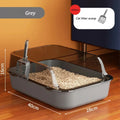 Easy Clean Cat Toilet Box with Scoop Semi Enclosed High Fence Open Top Kitty Litter Tray Durable Spacious Sandbox Pet Accessory