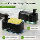 Dual Soap Dispenser with Sponge Holder Manual Press Soap Box Hand and Dish Soap Dispenser for Kitchen Sink Detergent Dispenser