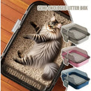 Easy Clean Cat Toilet Box with Scoop Semi Enclosed High Fence Open Top Kitty Litter Tray Durable Spacious Sandbox Pet Accessory